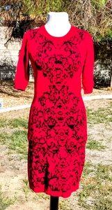 Allison Brittney Viskose Rundhals 3/4 Ärmel knielang Fit & Flare M Kleid GUC - Bild 1 von 7