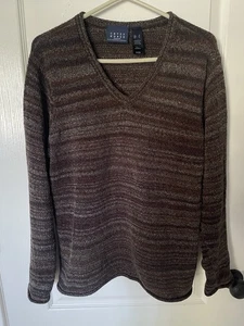 Crazy Horse Ladies Long Sleeve V-Neck Sweater Size XL Shades of Brown - Picture 1 of 3