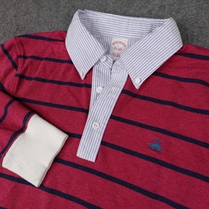 Camisa Brooks Brothers Para Hombre Grande Roja Azul Marino Rayas Rugby Manga Larga - Imagen 1 de 14