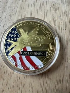Challenge Coin w/ Case - USAF - United States Air Force - F-35 Lightning II - Picture 1 of 11