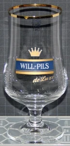"WILL-PILS de Luxe" A.C.L. Gold Rim Tulip Beer Glass Bayern Germany V. 1990's - Picture 1 of 5