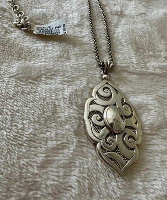 NWT BRIGHTON ANDALUZ Silver Scrolled Long Pendant Necklace 32-34” - Image 1 of 4