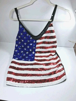 Top de lentejuelas Third Wish bandera patriótica americana estrellas rayas correas de espagueti Foto 1 de 4