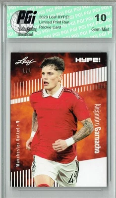 Alejandro Garnacho 2023 Leaf HYPE! #99A White Blank Back #1/1 Rookie Card PGI 10 - Image 1 of 2