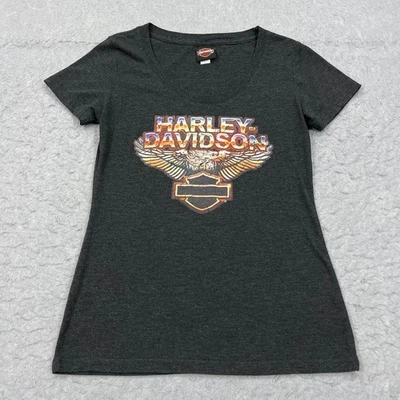 Harley Davidson рубашка женщин большой серый двусторонний мотоциклиста Chick декольте футболка - Изображение 1 из 4