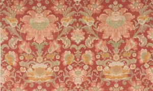 COLEFAX AND FOWLER CURTAIN FABRIC DESIGN Fontenoy 2 METRES RED 100% LINEN - Picture 1 of 9