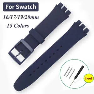 Per Orologio Swatch Cinturino Silicone 16mm 17mm 19mm 20mm Bracciale Gomma Colorata - Foto 1 di 23