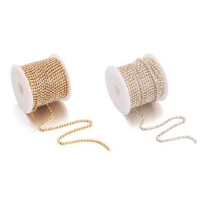 2 rollos cadenas de pedrería de cristal latón estrás cadenas de copa de estrás transparente 2 ~ 2.1 mm - Imagen 1 de 6