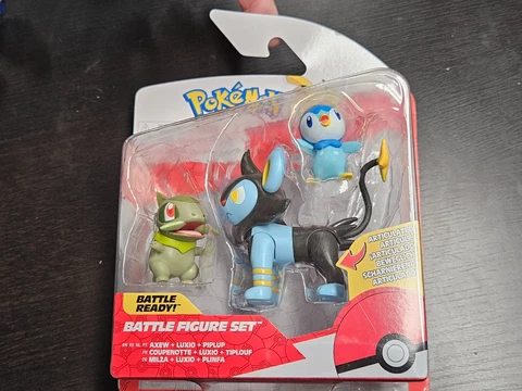 Jazwares Nintendo Pokemon Battle Action Figure Set AXEW LUXIO & PIPLUP 2023 NEW Cover