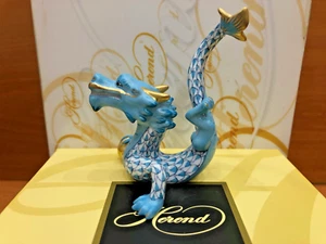 HEREND SMALL ZODIAK DRAGON FIGURINE TURQUOISE FISHNET,3 inches long,NEW IN 2024! - Picture 1 of 8