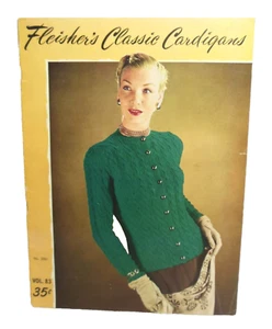 Fleisher's Classic Cardigans Vintage Sweaters Knitting Patterns 1948 Mid Century - Picture 1 of 2