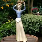 Vintage Tall Lady Carrying Water Pot On Head Porcelain Figurine 10.5? Excellent