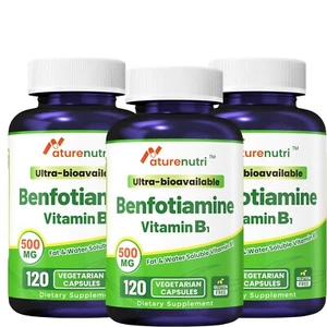 120/240/360 Veg Capsules - 500mg Benfotiamine - Fat Soluble Thiamine Vitamin B1 - Picture 1 of 7