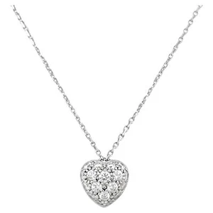 Cartier Heart Shaped Pendant Pave Diamond 18k White Gold Necklace - Picture 1 of 8