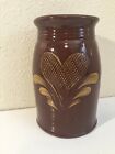 Vintage 1995 David Eldreth Pottery Redware Vase Brown Tan Heart Rare Signed
