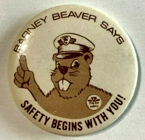 VINTAGE 1970s Barney Beaver Toronto Transportation Safety TTC Pinback Button - Imagen 1 de 4