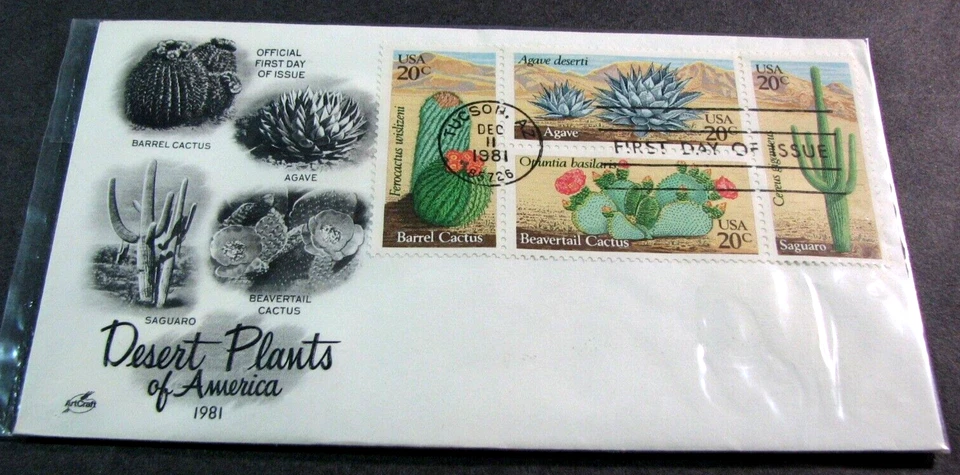 US Stamp FDC Scott# 1942-1945 Desert Plants of America 1981 Used PL45 - Image 1 of 1