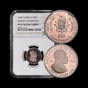 GUINEA. 1969, 100 Francs, Silver - NGC PF67 - Martin Luther King, Jr. MLK ๐  - Picture 1 of 7