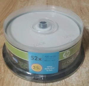 HP CD-R Imprimible por Inyección de Tinta 52x 700 MB Datos 80 Minutos Paquete de Música de 25 En el Husillo - Imagen 1 de 5