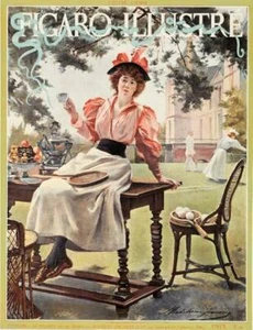 FIGARO ILLUSTRE 1898ORIGINAL VINTAGE POSTERAT LAWN TENNIS PLAYER FOR - Bild 1 von 1