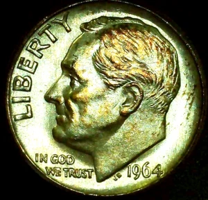 1964 Roosevelt Groschen einige Töne Stempelglanz KOSTENLOSER VERSAND - Bild 1 von 2