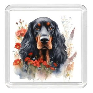 Gordon Setter & Flowers Dog Acrylic Coaster Novelty Drink Cup Mat Great Gift - Picture 1 of 1