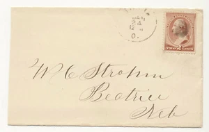 Cubierta de billete de Estados Unidos 1887 #210 Tiftin, Ohio a Beatrice Nebraska Z - Imagen 1 de 2