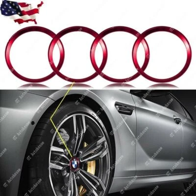 4X Red Alloy Car Wheel Rim Surrounding Hub Rings Trim For BMW E82 E90 Center Cap - Image 1 of 4