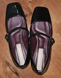 Franco Sarto BLACK FAUX PATENT Womens Tinsley Mary Jane Flats, US 6.5 - Picture 1 of 6