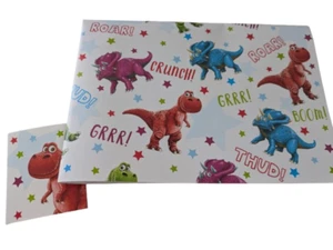 Dinosaur GIFT WRAPPING PAPER - 2 sheets & Tag - childrens girls boys - WRAP - Picture 1 of 1