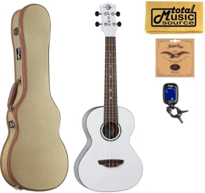Luna UKE HAU T "Hau" Snow White Tenor Ukulele, W/ Tweed Case Bundle - Image 1 of 4
