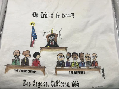Vintage 1995 THE TRIAL OF THE CENTURY OJ Simpson Cartoon Graphic Tee XLarge - Image 1 of 4