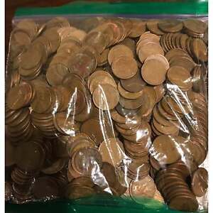 Unsearched Bag Of 500 Lincoln Wheat Penny Cents: 10 Rolls