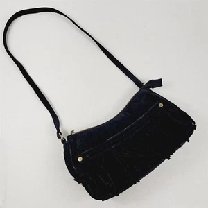 Bolso sin asas vintage Frankie & Johnnie de cuero negro con flecos hippie - Imagen 1 de 8