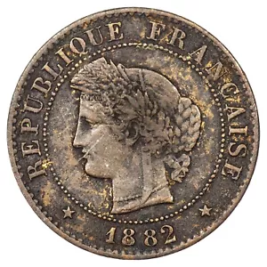 France 1 Centime Cérès 1882 in Paris Bronze Coin French KM# 826 - Picture 1 of 4