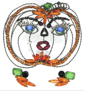 DAVID MANDEL The Show Must Go On HALLOWEEEN PUMPKIN Brosche & Ohrringe RIESIG - Bild 1 von 3