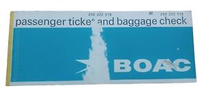 Vintage BOAC Airline Passenger Ticket And Baggage  Check  1970  Beirut to London