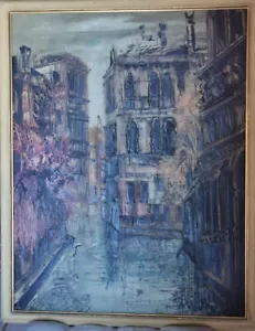 Olio Su Tela Firmato Fettik, Canale A Venezia, XXEM, 65 X 50CM - Foto 1 di 2