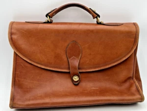 SCHLESINGER BROWN LEATHER BRIEFCASE FLAP TOP FULL GRAIN COWHIDE 16" X 12" - Picture 1 of 13