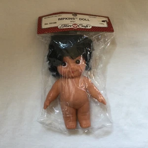 NUEVO 5 1/2” Muñeca Impkins Artesanal de Fibra Ojos Marrones Pelo Negro #3319B - Imagen 1 de 2