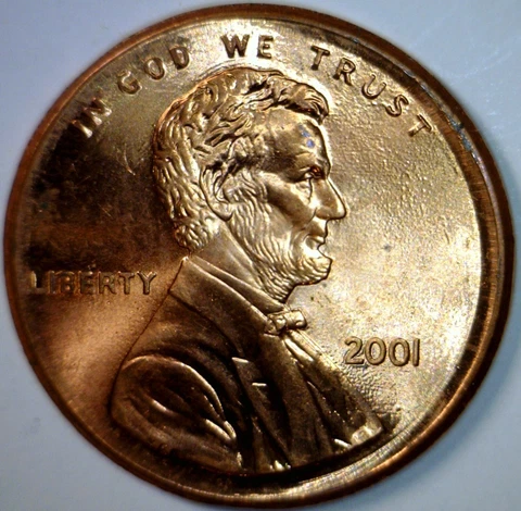 2001 ERROR Broad Struck +Crack Skull Lincoln Cen BU + Coin BS+Die Crk  FREE SHIP Cover