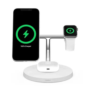Belkin 3-in-1 Magnetic Wireless Charger – 15W – White – Good Condition – No Box - Picture 1 of 4