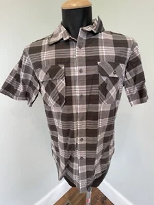 Alpine Design Mens Medium Gray Plaid Button Up Short Sleeve Shirt Med - Picture 1 of 11