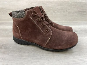 Propet Delaney WFV002S Damen Braun Leder Stiefeletten 2E Seitenreißverschluss Strickbündchen - Bild 1 von 10