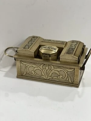 Antique Large Brass Betel Nut Box  Rare Find - Image 1 of 4