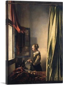 Stampa artistica su tela ragazza che legge una lettera da una finestra aperta di Johannes Vermeer - Foto 1 di 11
