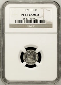 1873 NGC PR66 CAMEO Proof 🔴 600 Minted SWAN SONG Seated Half Dime 5C - Picture 1 of 5
