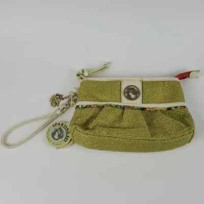 Bolso de Mano Spartina 449 Daufuskie Island Calibogue Paja Plisado Lino Cuero *Defecto Foto 1 de 4