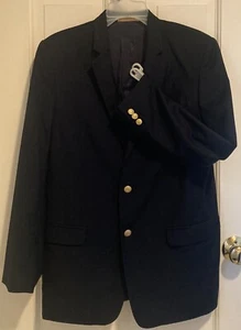 Class Club Gold Label Navy Blue Blazer 60% Wool Year Round Brass Buttons Size 20 - Picture 1 of 9