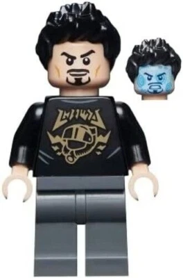 LEGO Superhéroes: Minifigura Tony Stark con Camisa Negra y Marcas Doradas 76216 Foto 1 de 4